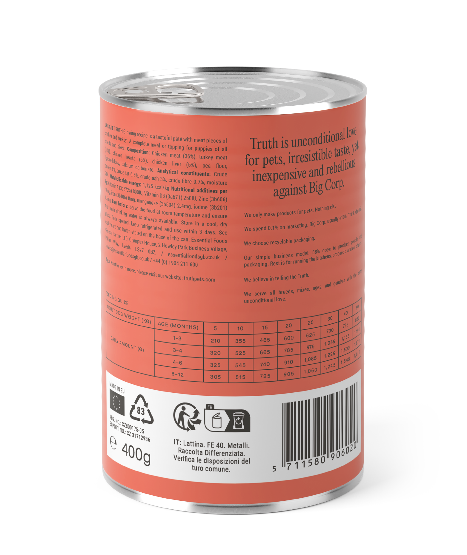 TRUTH PETS GROWING, 400G x 6